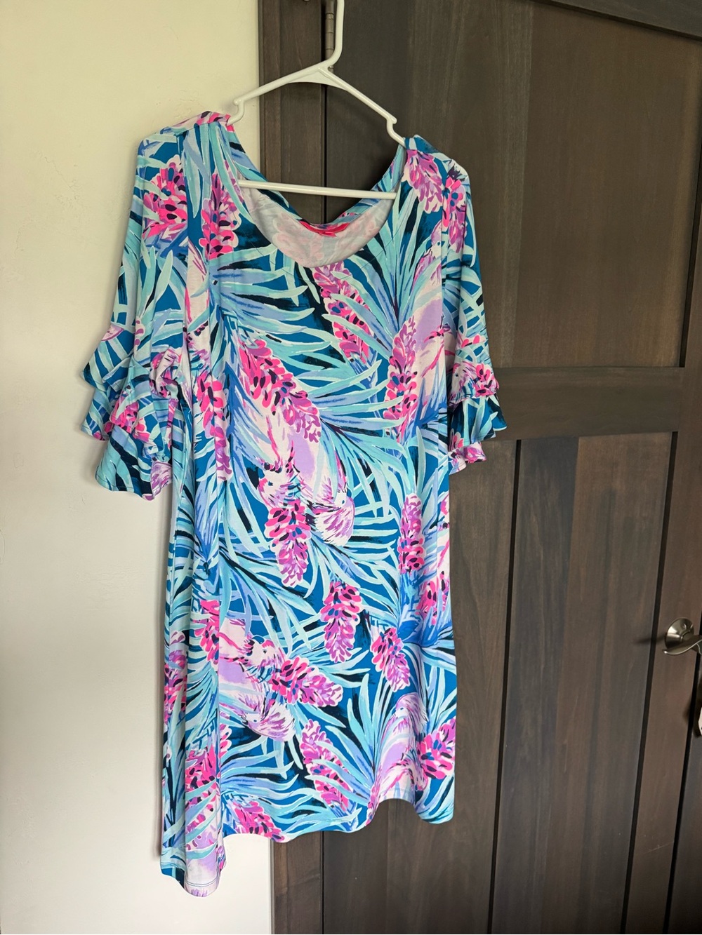Lilly Pulitzer Blue & Pink Tropical Print Dress